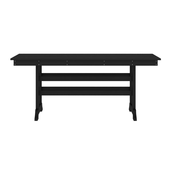 English Elm Abraham Commercial-Grade 72" Rectangle Recycled HDPE Adirondack Dining Table for Year-Round Use Black LE-HMP-158-01-BLK-GG