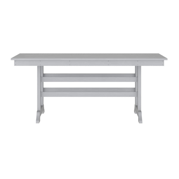 English Elm Abraham Commercial-Grade 72" Rectangle Recycled HDPE Adirondack Dining Table for Year-Round Use Gray LE-HMP-158-01-GRY-GG