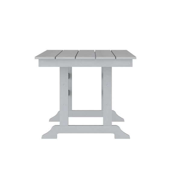 English Elm Abraham Commercial-Grade 72" Rectangle Recycled HDPE Adirondack Dining Table for Year-Round Use Gray LE-HMP-158-01-GRY-GG