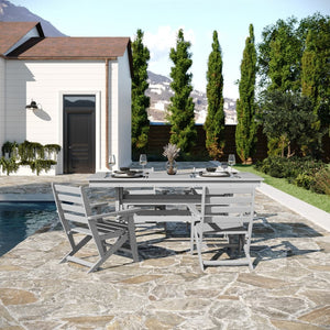 English Elm Abraham Commercial-Grade 72" Rectangle Recycled HDPE Adirondack Dining Table for Year-Round Use Gray LE-HMP-158-01-GRY-GG