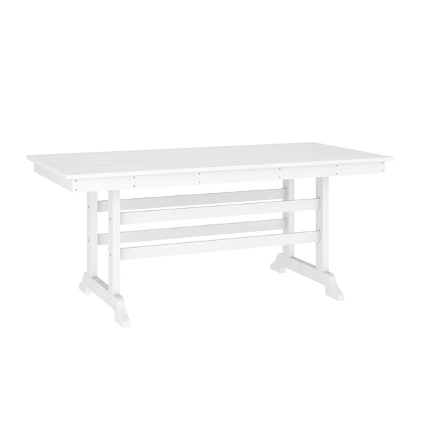 English Elm Abraham Commercial-Grade 72" Rectangle Recycled HDPE Adirondack Dining Table for Year-Round Use White LE-HMP-158-01-WHT-GG