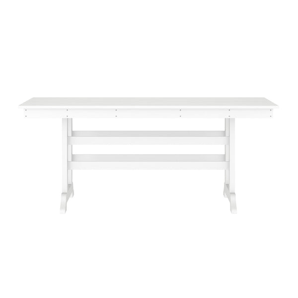 English Elm Abraham Commercial-Grade 72" Rectangle Recycled HDPE Adirondack Dining Table for Year-Round Use White LE-HMP-158-01-WHT-GG