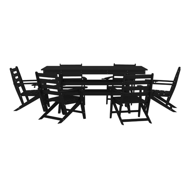 English Elm Tolleson Commercial 7-Piece Adirondack Dining Set for Indoor/Outdoor Use - Durable & Stylish Comfort Black LE-HMP-158-2037-BLK-GG