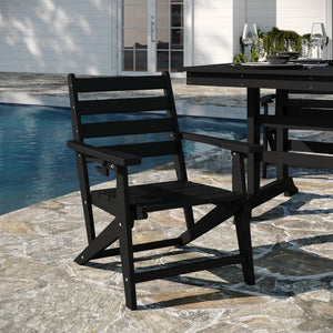 English Elm Tolleson Commercial 7-Piece Adirondack Dining Set for Indoor/Outdoor Use - Durable & Stylish Comfort Black LE-HMP-158-2037-BLK-GG