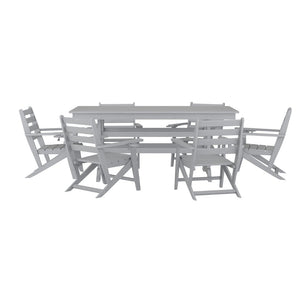 English Elm Tolleson Commercial 7-Piece Adirondack Dining Set for Indoor/Outdoor Use - Durable & Stylish Comfort Gray LE-HMP-158-2037-GRY-GG