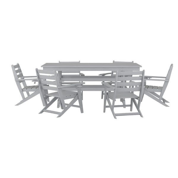 English Elm Tolleson Commercial 7-Piece Adirondack Dining Set for Indoor/Outdoor Use - Durable & Stylish Comfort Gray LE-HMP-158-2037-GRY-GG