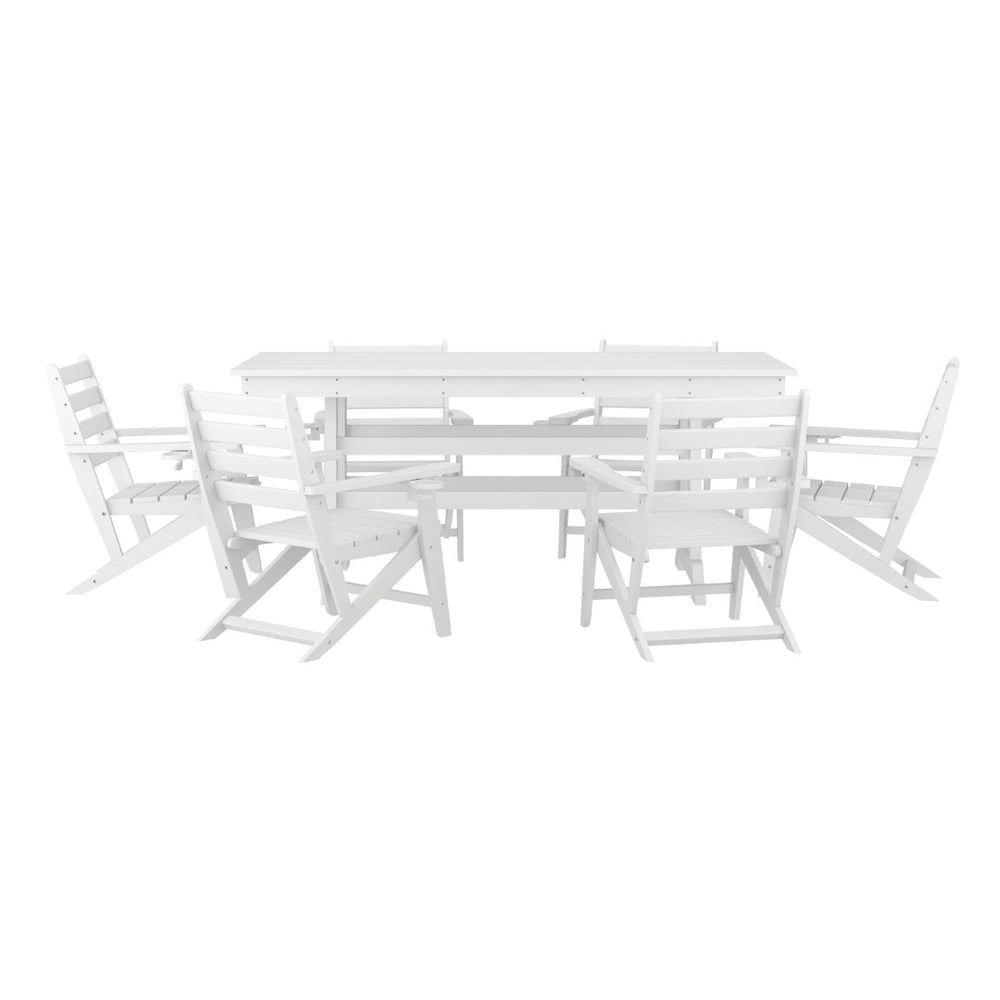 English Elm Tolleson Commercial 7-Piece Adirondack Dining Set for Indoor/Outdoor Use - Durable & Stylish Comfort White LE-HMP-158-2037-WHT-GG