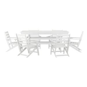 English Elm Tolleson Commercial 7-Piece Adirondack Dining Set for Indoor/Outdoor Use - Durable & Stylish Comfort White LE-HMP-158-2037-WHT-GG