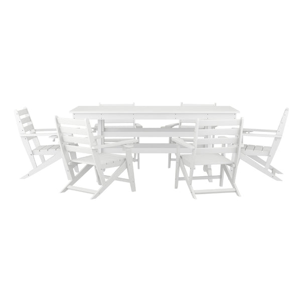 English Elm Tolleson Commercial 7-Piece Adirondack Dining Set for Indoor/Outdoor Use - Durable & Stylish Comfort White LE-HMP-158-2037-WHT-GG