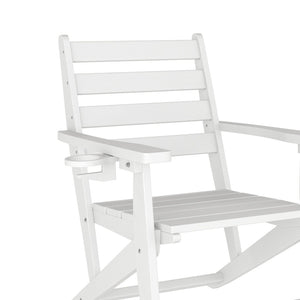 English Elm Tolleson Commercial 7-Piece Adirondack Dining Set for Indoor/Outdoor Use - Durable & Stylish Comfort White LE-HMP-158-2037-WHT-GG