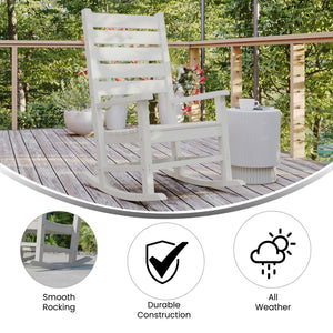 English Elm Manchester Contemporary Rocking Chair - All-Weather HDPE Rocker for Stylish Indoor/Outdoor Relaxation White LE-HMP-2002-110-WT-GG
