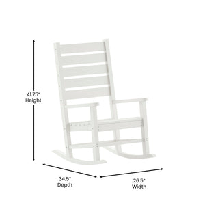 English Elm Manchester Contemporary Rocking Chair - All-Weather HDPE Rocker for Stylish Indoor/Outdoor Relaxation White LE-HMP-2002-110-WT-GG