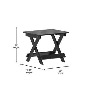 English Elm Halifax Outdoor Folding Side Table - Durable All-Weather Adirondack Design for Versatile Use Black LE-HMP-2012-1620H-BK-GG