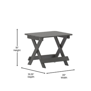 English Elm Halifax Outdoor Folding Side Table - Durable All-Weather Adirondack Design for Versatile Use Gray LE-HMP-2012-1620H-GY-GG