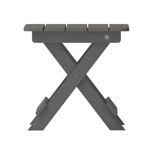English Elm Halifax Outdoor Folding Side Table - Durable All-Weather Adirondack Design for Versatile Use Gray LE-HMP-2012-1620H-GY-GG