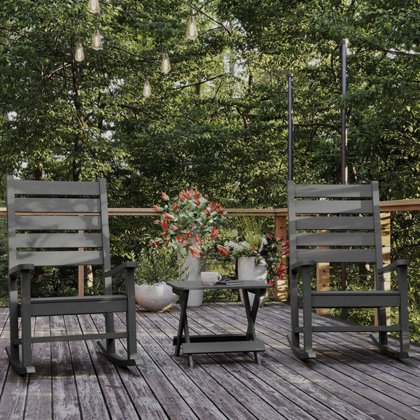 English Elm Halifax Outdoor Folding Side Table - Durable All-Weather Adirondack Design for Versatile Use Gray LE-HMP-2012-1620H-GY-GG