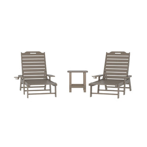 English Elm Monterey Commercial-Grade 3-Piece Adirondack Set with Adjustable Loungers & Side Table for Any Space LE-HMP-2017-2-T1517H-BR-GG