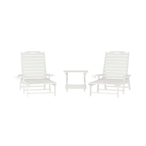 English Elm Monterey Commercial Grade 3-Piece Adirondack Set with Adjustable Loungers and Folding Side Table White LE-HMP-2017-2-T1620H-WT-GG