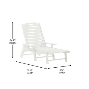 English Elm Monterey Commercial Grade 3-Piece Adirondack Set with Adjustable Loungers and Folding Side Table White LE-HMP-2017-2-T1620H-WT-GG