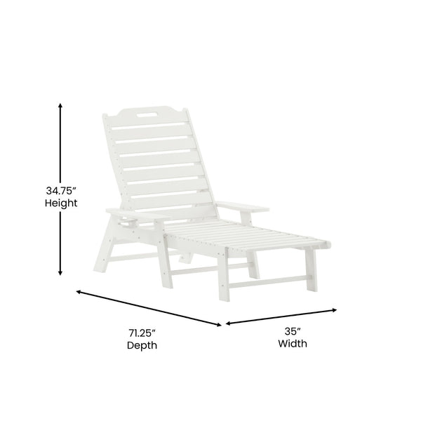 English Elm Monterey Commercial Grade 3-Piece Adirondack Set with Adjustable Loungers and Folding Side Table White LE-HMP-2017-2-T1620H-WT-GG