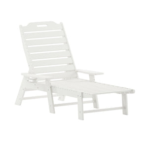 English Elm Monterey Commercial Grade 3-Piece Adirondack Set with Adjustable Loungers and Folding Side Table White LE-HMP-2017-2-T1620H-WT-GG