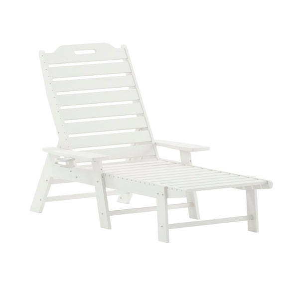 English Elm Monterey Commercial Grade 3-Piece Adirondack Set with Adjustable Loungers and Folding Side Table White LE-HMP-2017-2-T1620H-WT-GG