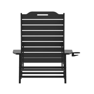 English Elm Monterey Adjustable Adirondack Lounger – Ergonomic All-Weather Lounge Chair with Cup Holder Comfort Black LE-HMP-2017-414-BK-GG