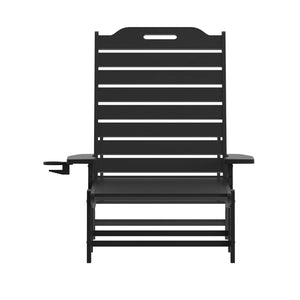 English Elm Monterey Adjustable Adirondack Lounger – Ergonomic All-Weather Lounge Chair with Cup Holder Comfort Black LE-HMP-2017-414-BK-GG