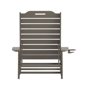 English Elm Monterey Adjustable Adirondack Lounger – Ergonomic All-Weather Lounge Chair with Cup Holder Comfort Brown LE-HMP-2017-414-BR-GG