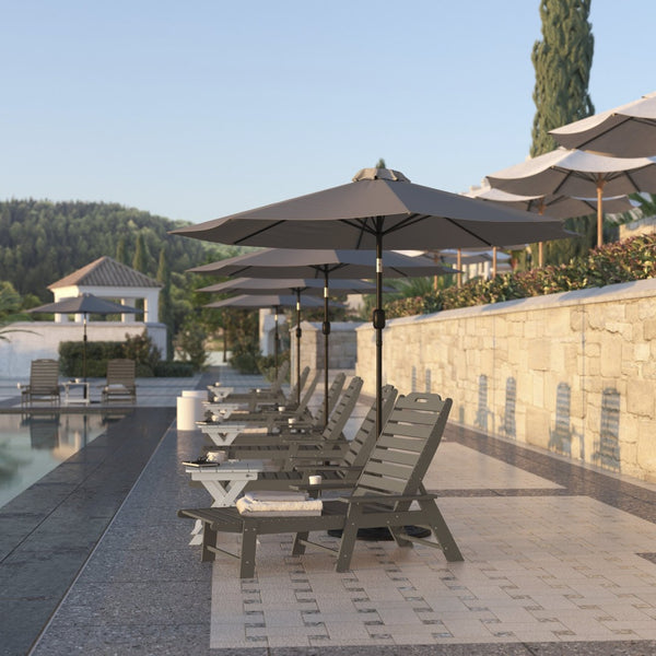 English Elm Monterey Adjustable Adirondack Lounger – Ergonomic All-Weather Lounge Chair with Cup Holder Comfort Brown LE-HMP-2017-414-BR-GG