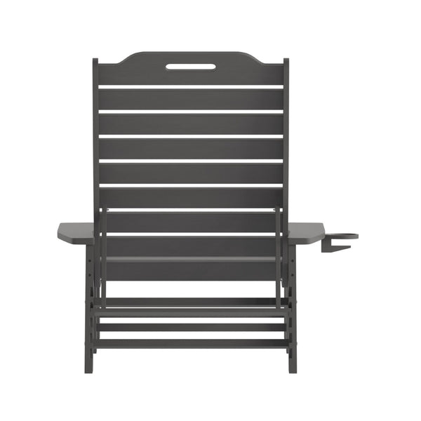 English Elm Monterey Adjustable Adirondack Lounger – Ergonomic All-Weather Lounge Chair with Cup Holder Comfort Gray LE-HMP-2017-414-GY-GG