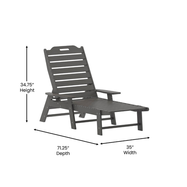 English Elm Monterey Adjustable Adirondack Lounger – Ergonomic All-Weather Lounge Chair with Cup Holder Comfort Gray LE-HMP-2017-414-GY-GG