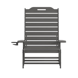 English Elm Monterey Adjustable Adirondack Lounger – Ergonomic All-Weather Lounge Chair with Cup Holder Comfort Gray LE-HMP-2017-414-GY-GG