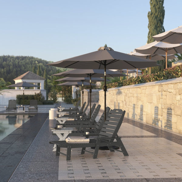 English Elm Monterey Adjustable Adirondack Lounger – Ergonomic All-Weather Lounge Chair with Cup Holder Comfort Gray LE-HMP-2017-414-GY-GG