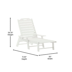 English Elm Monterey Adjustable Adirondack Lounger – Ergonomic All-Weather Lounge Chair with Cup Holder Comfort White LE-HMP-2017-414-WT-GG