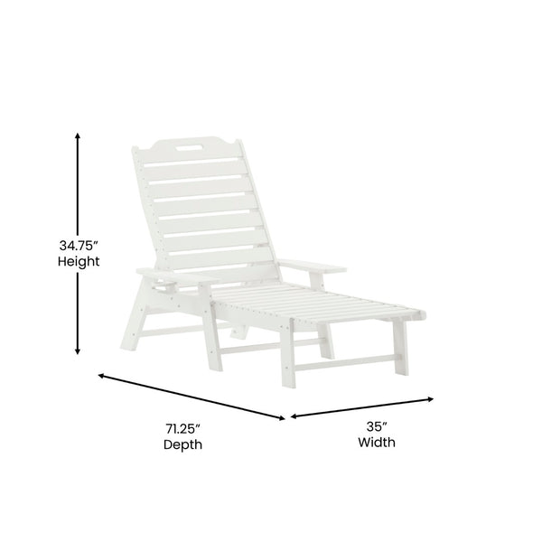 English Elm Monterey Adjustable Adirondack Lounger – Ergonomic All-Weather Lounge Chair with Cup Holder Comfort White LE-HMP-2017-414-WT-GG