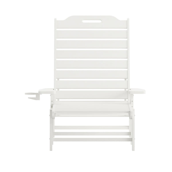 English Elm Monterey Adjustable Adirondack Lounger – Ergonomic All-Weather Lounge Chair with Cup Holder Comfort White LE-HMP-2017-414-WT-GG