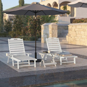 English Elm Monterey Adjustable Adirondack Lounger – Ergonomic All-Weather Lounge Chair with Cup Holder Comfort White LE-HMP-2017-414-WT-GG