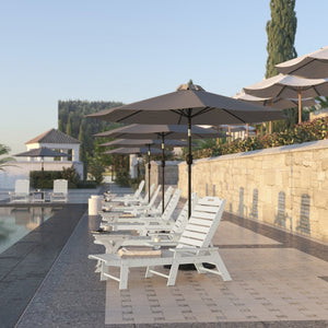 English Elm Monterey Adjustable Adirondack Lounger – Ergonomic All-Weather Lounge Chair with Cup Holder Comfort White LE-HMP-2017-414-WT-GG