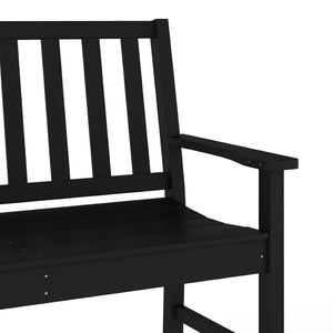 English Elm Ellsworth Commercial Grade 50" All-Weather Recycled HDPE Bench with Contoured Seat for Comfort Black LE-HMP-2035-12-BLK-GG