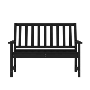 English Elm Ellsworth Commercial Grade 50" All-Weather Recycled HDPE Bench with Contoured Seat for Comfort Black LE-HMP-2035-12-BLK-GG