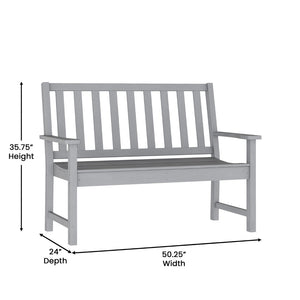 English Elm Ellsworth Commercial Grade 50" All-Weather Recycled HDPE Bench with Contoured Seat for Comfort Gray LE-HMP-2035-12-GRY-GG