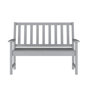 English Elm Ellsworth Commercial Grade 50" All-Weather Recycled HDPE Bench with Contoured Seat for Comfort Gray LE-HMP-2035-12-GRY-GG