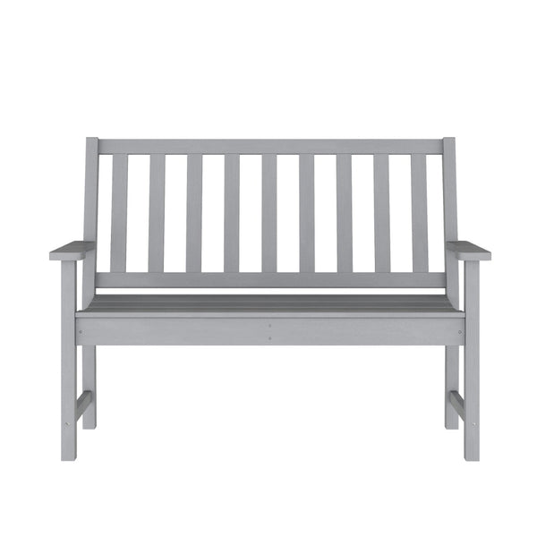 English Elm Ellsworth Commercial Grade 50" All-Weather Recycled HDPE Bench with Contoured Seat for Comfort Gray LE-HMP-2035-12-GRY-GG