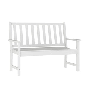 English Elm Ellsworth Commercial Grade 50" All-Weather Recycled HDPE Bench with Contoured Seat for Comfort White LE-HMP-2035-12-WHT-GG