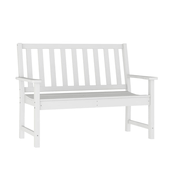 English Elm Ellsworth Commercial Grade 50" All-Weather Recycled HDPE Bench with Contoured Seat for Comfort White LE-HMP-2035-12-WHT-GG