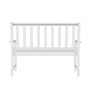 English Elm Ellsworth Commercial Grade 50" All-Weather Recycled HDPE Bench with Contoured Seat for Comfort White LE-HMP-2035-12-WHT-GG