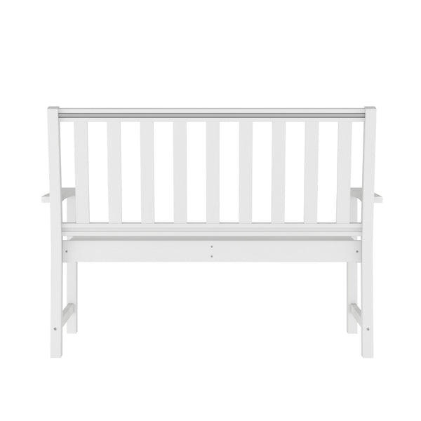 English Elm Ellsworth Commercial Grade 50" All-Weather Recycled HDPE Bench with Contoured Seat for Comfort White LE-HMP-2035-12-WHT-GG