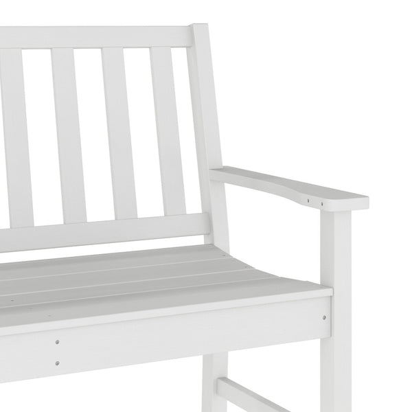 English Elm Ellsworth Commercial Grade 50" All-Weather Recycled HDPE Bench with Contoured Seat for Comfort White LE-HMP-2035-12-WHT-GG