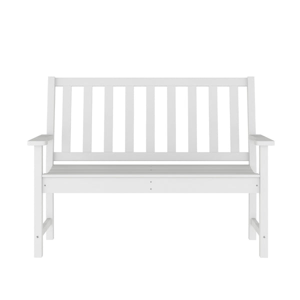 English Elm Ellsworth Commercial Grade 50" All-Weather Recycled HDPE Bench with Contoured Seat for Comfort White LE-HMP-2035-12-WHT-GG
